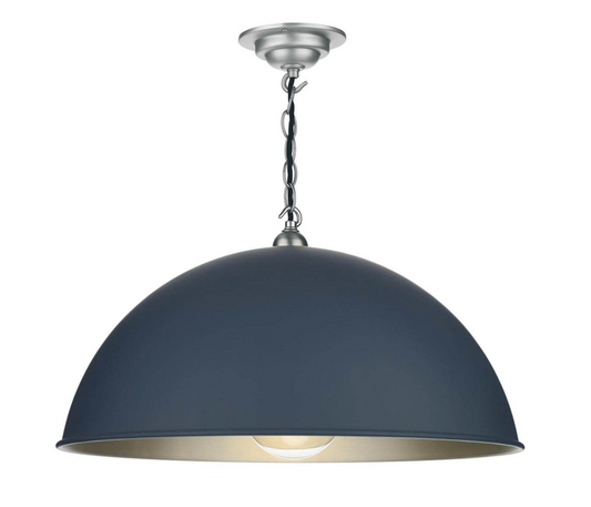 Single 55cm Pendant in Smoke Blue with Brushed Chrome Inner - ID 11249