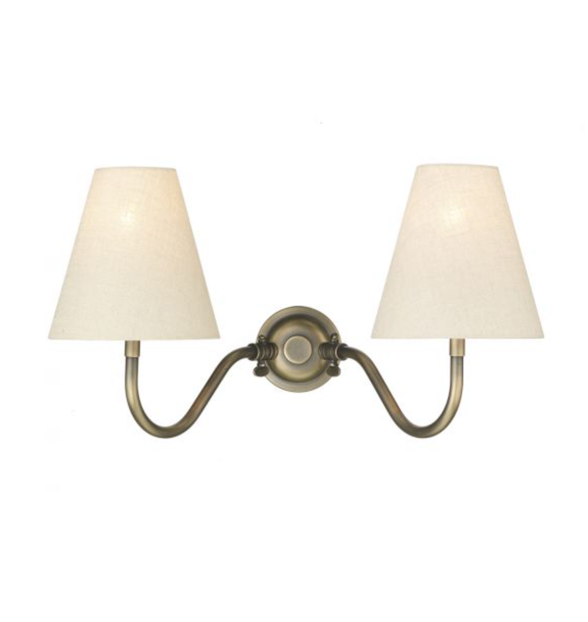 Hicks 2 Light Antique Brass Wall Lights (shades separate) - ID 11371