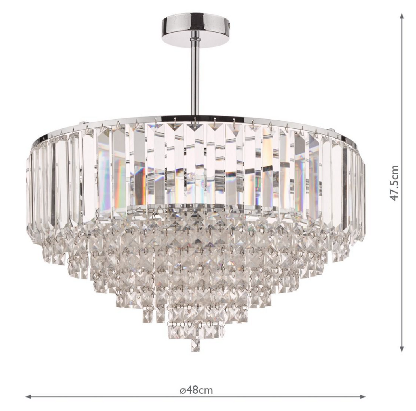 Laura Ashley Vienna, Semi Flush Crystal Ceiling Light, Chrome (Medium) - ID 11546