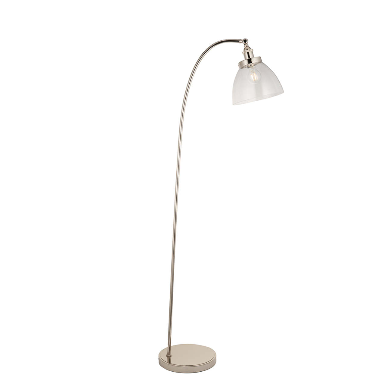 Bright Nickel resto floor light with clear glass - ID 11715