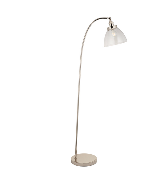 Bright Nickel resto floor light with clear glass - ID 11715