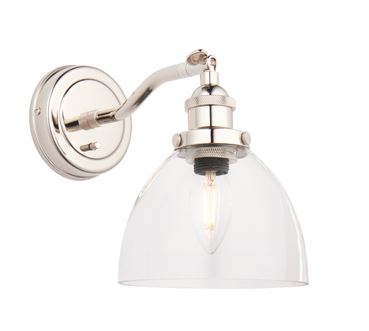 Bright Nickel Resto wall light with clear glass - ID 11717