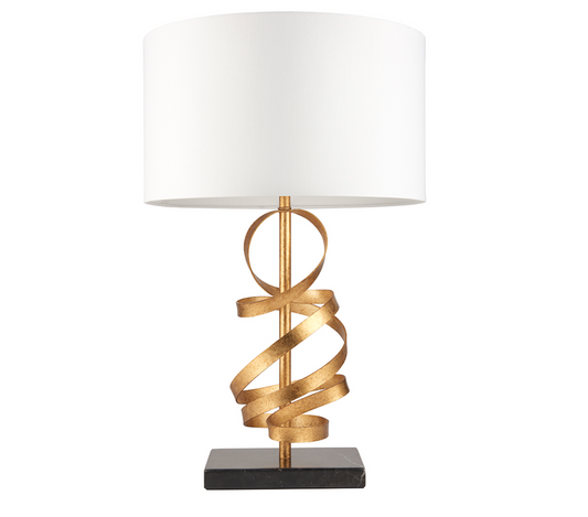 Gold ribbon table light with ivory shade - ID 11381