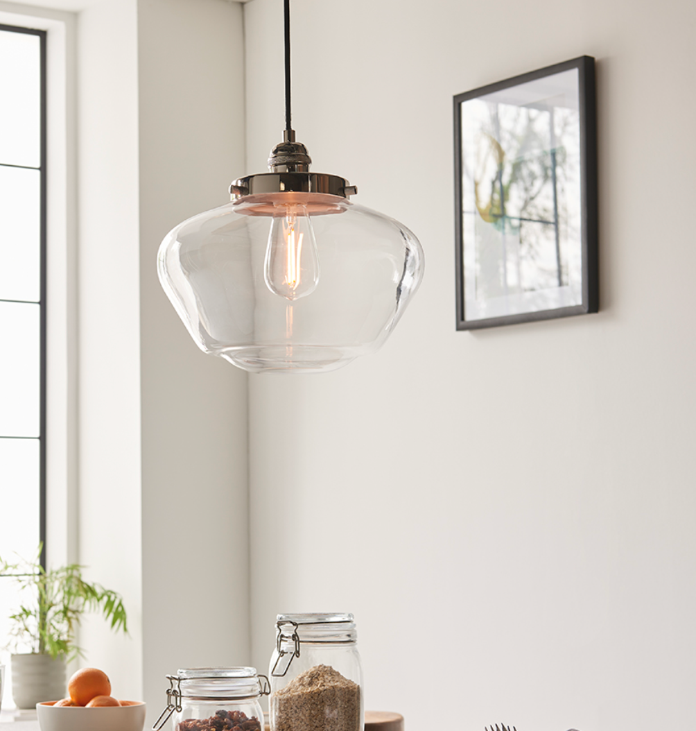 Timeless bright nickel pendant with clear glass - ID 11727