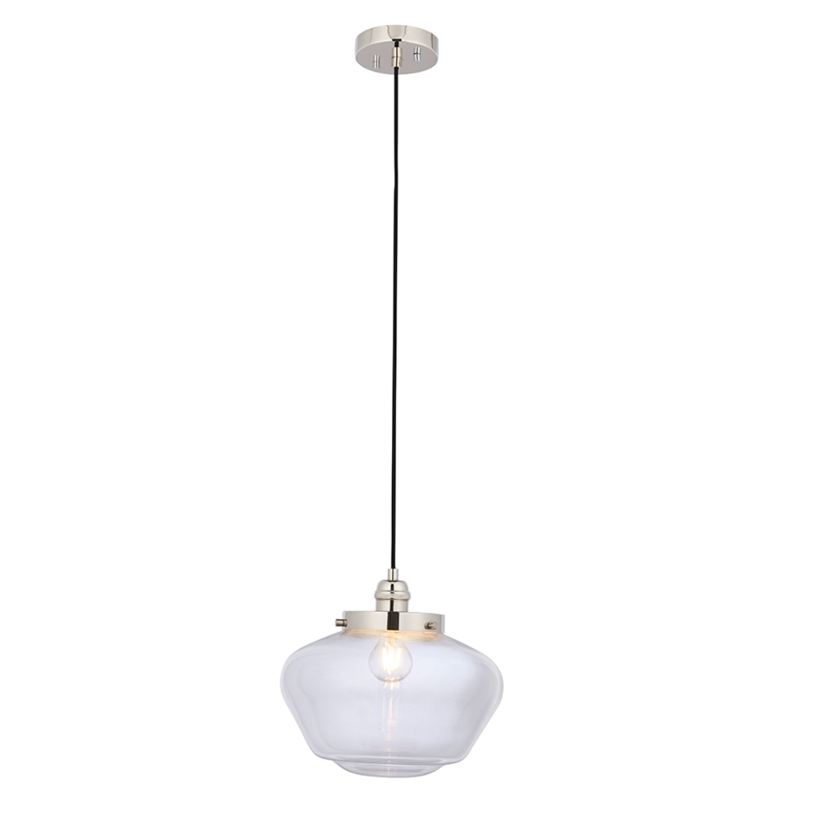 Timeless bright nickel pendant with clear glass - ID 11727