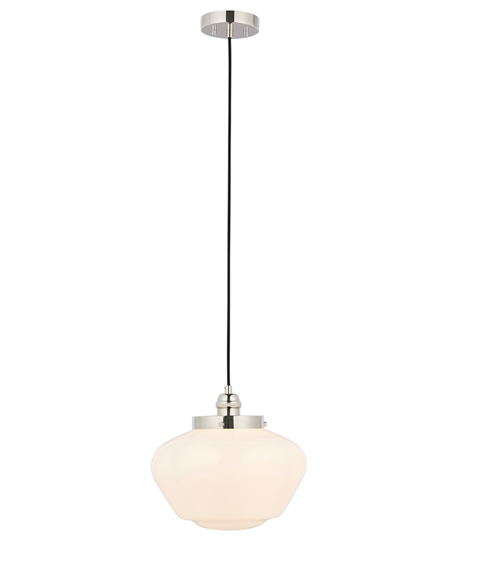 Timeless bright nickel pendant with opal glass - ID 11728