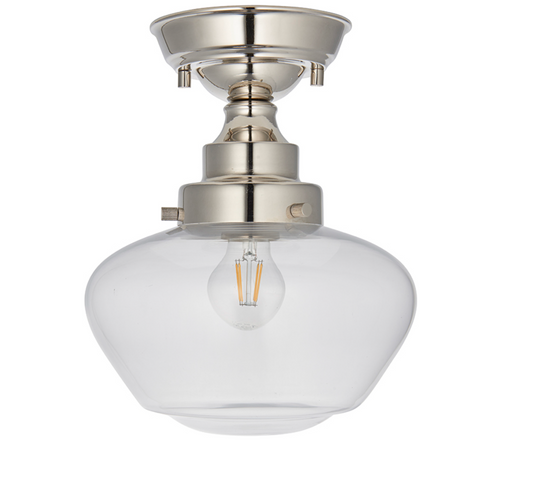 Timeless bright nickel semi flush with clear glass - ID 11729