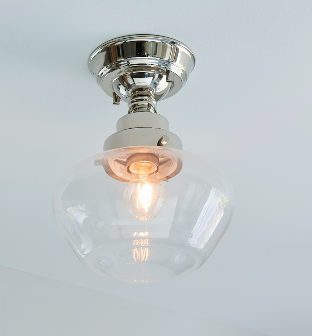 Timeless bright nickel semi flush with clear glass - ID 11729