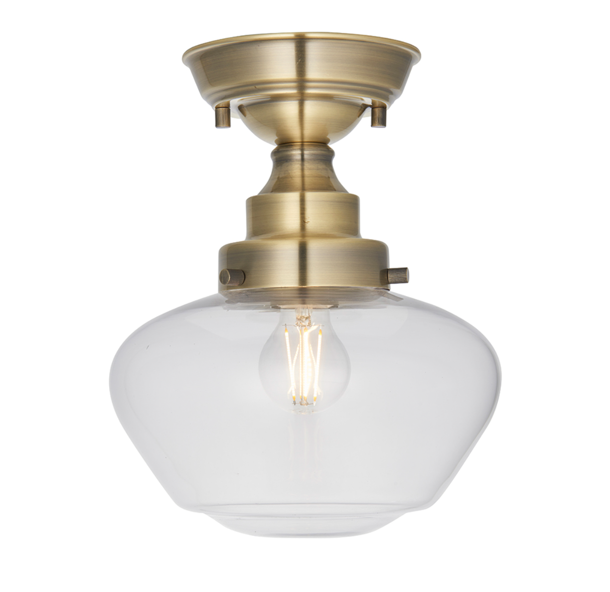 Timeless antique brass semi flush with clear glass - ID 11733