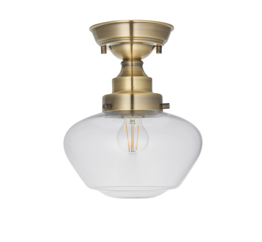 Timeless antique brass semi flush with clear glass - ID 11733