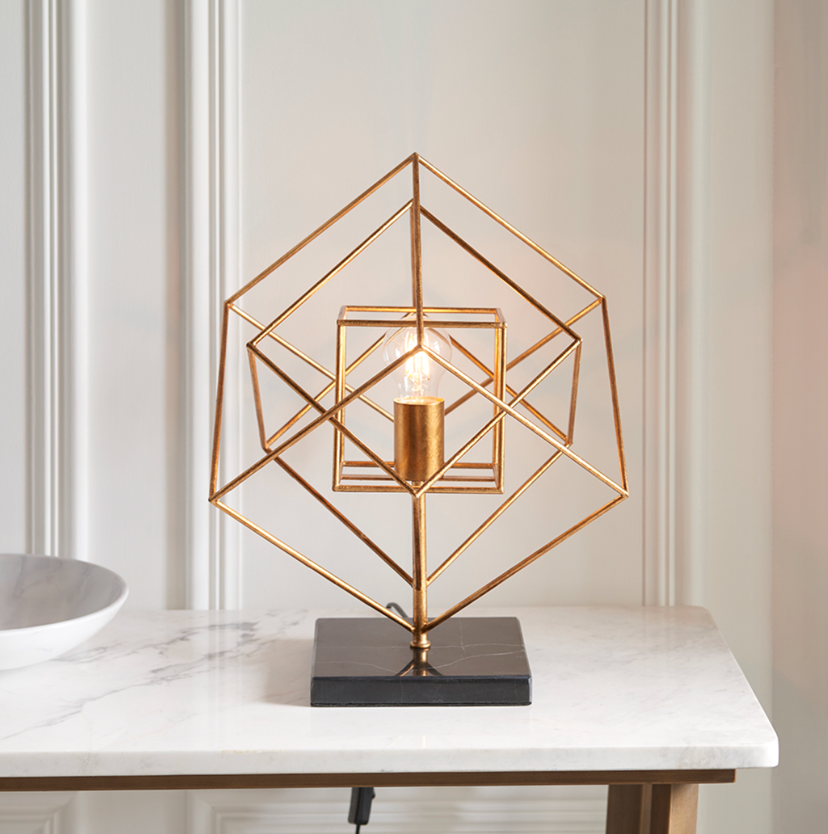 Gold Leaf Angular Framed Table Light - ID 11755