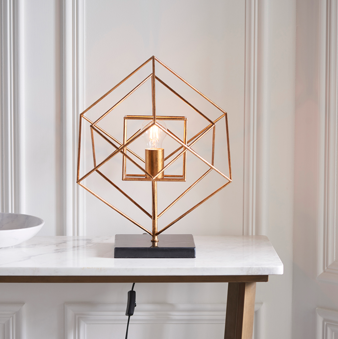 Gold Leaf Angular Framed Table Light - ID 11755