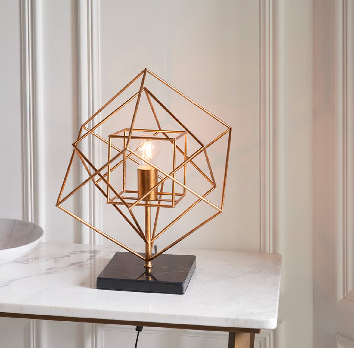 Gold Leaf Angular Framed Table Light - ID 11755