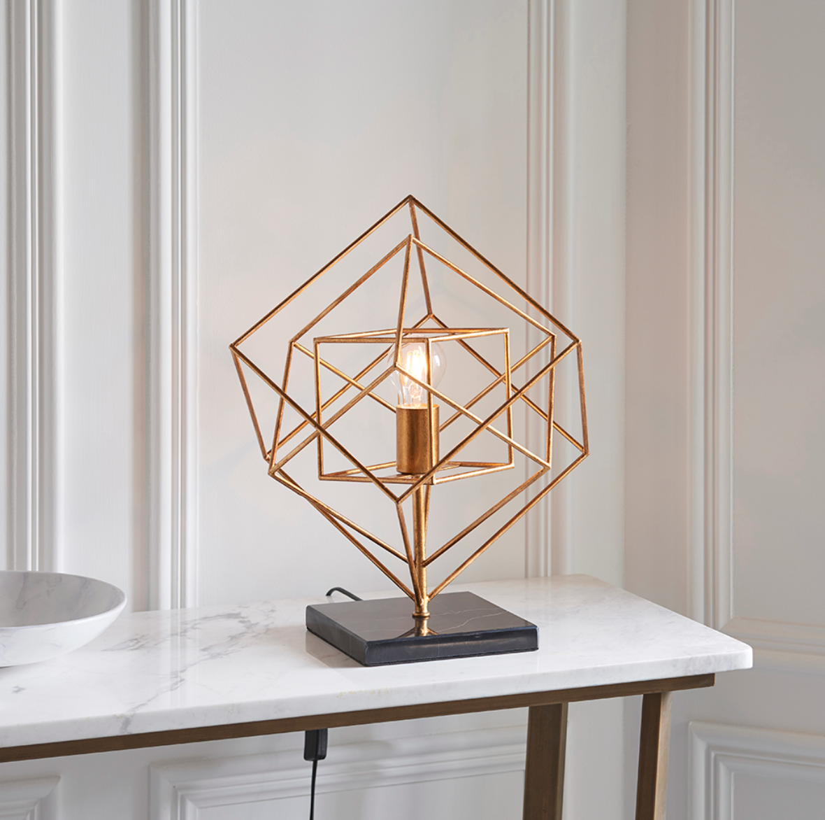 Gold Leaf Angular Framed Table Light - ID 11755