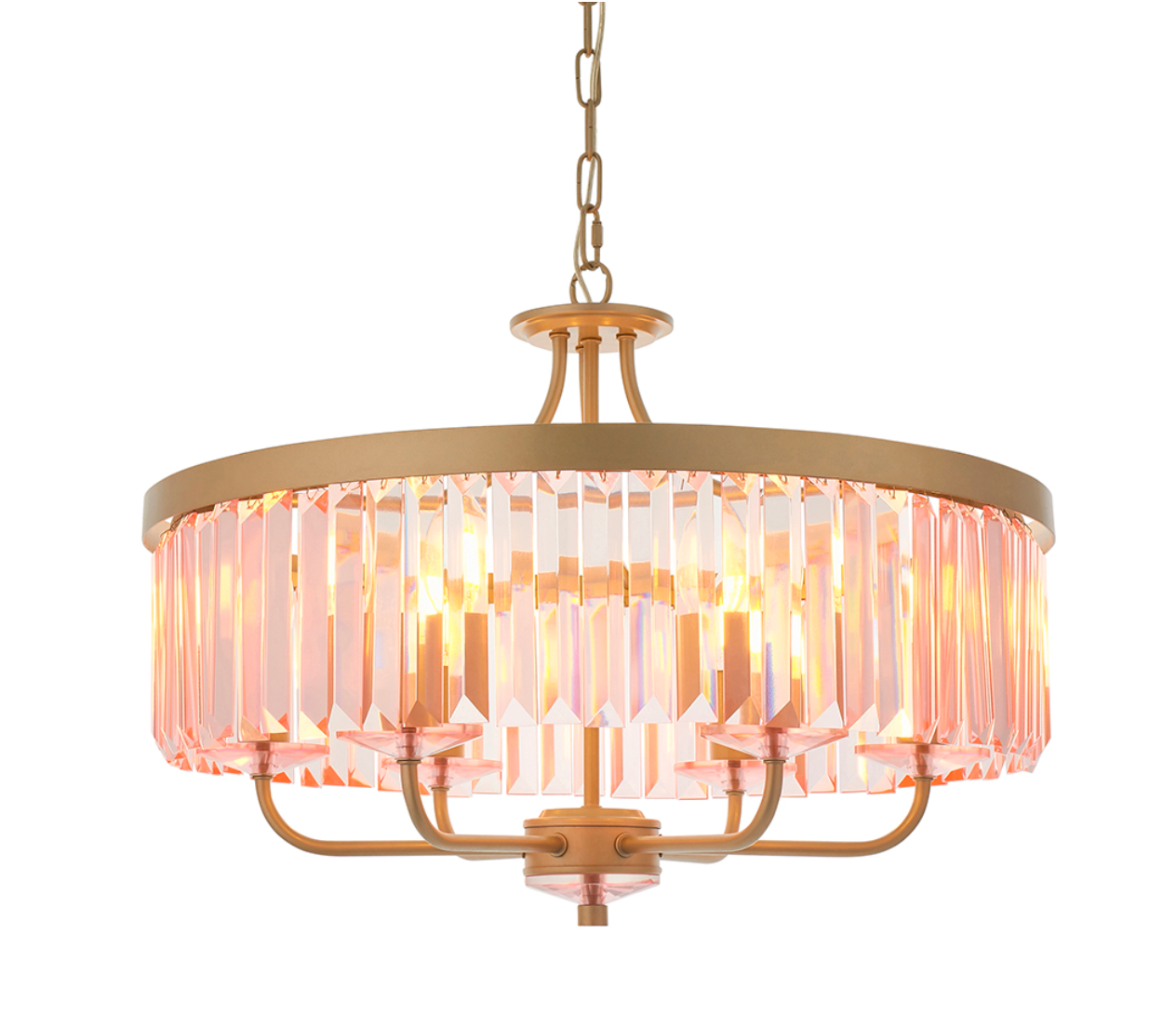 Round champagne and rose pink cut glass chandelier - ID 11743