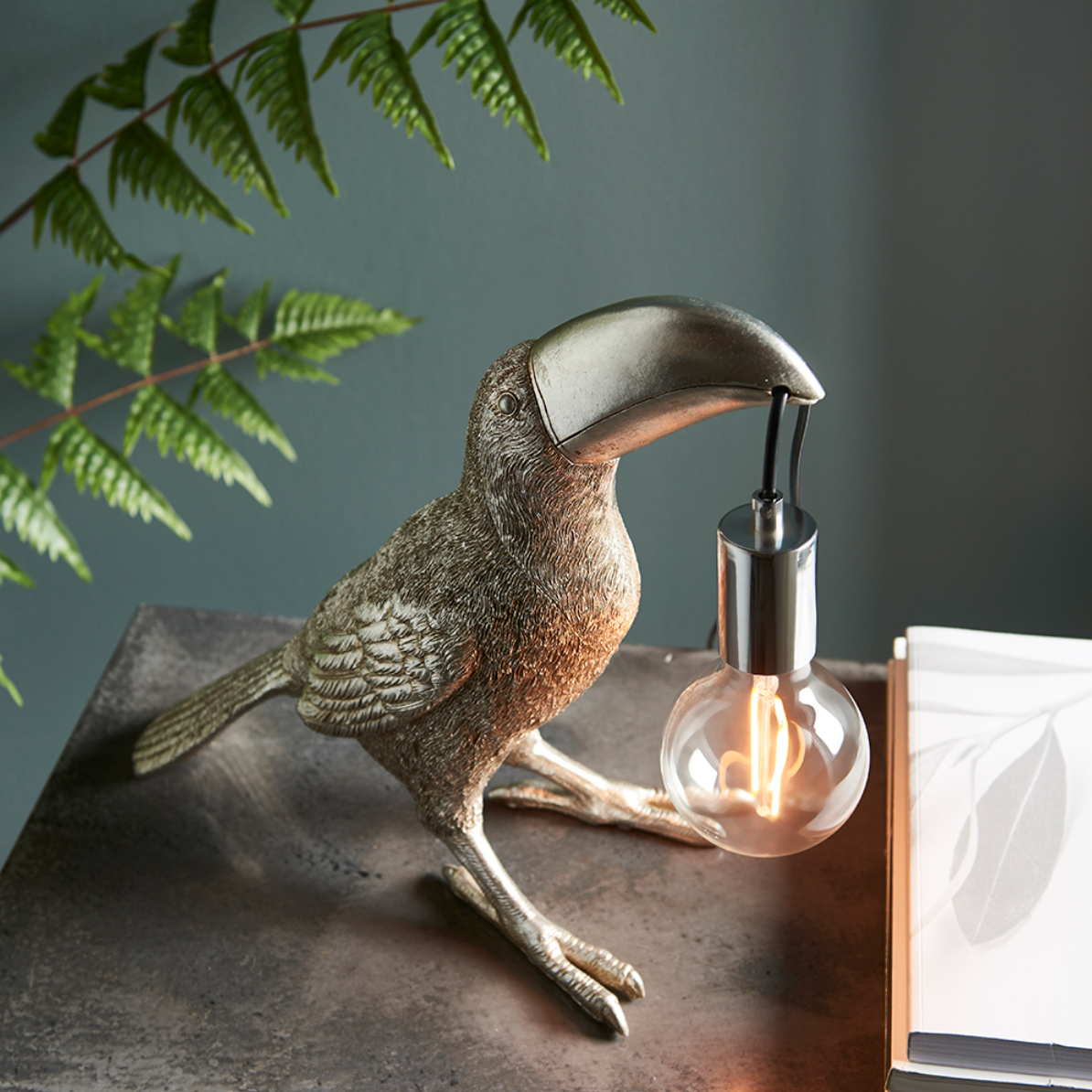 Vintage Silver Toucan Table Light - ID 11656