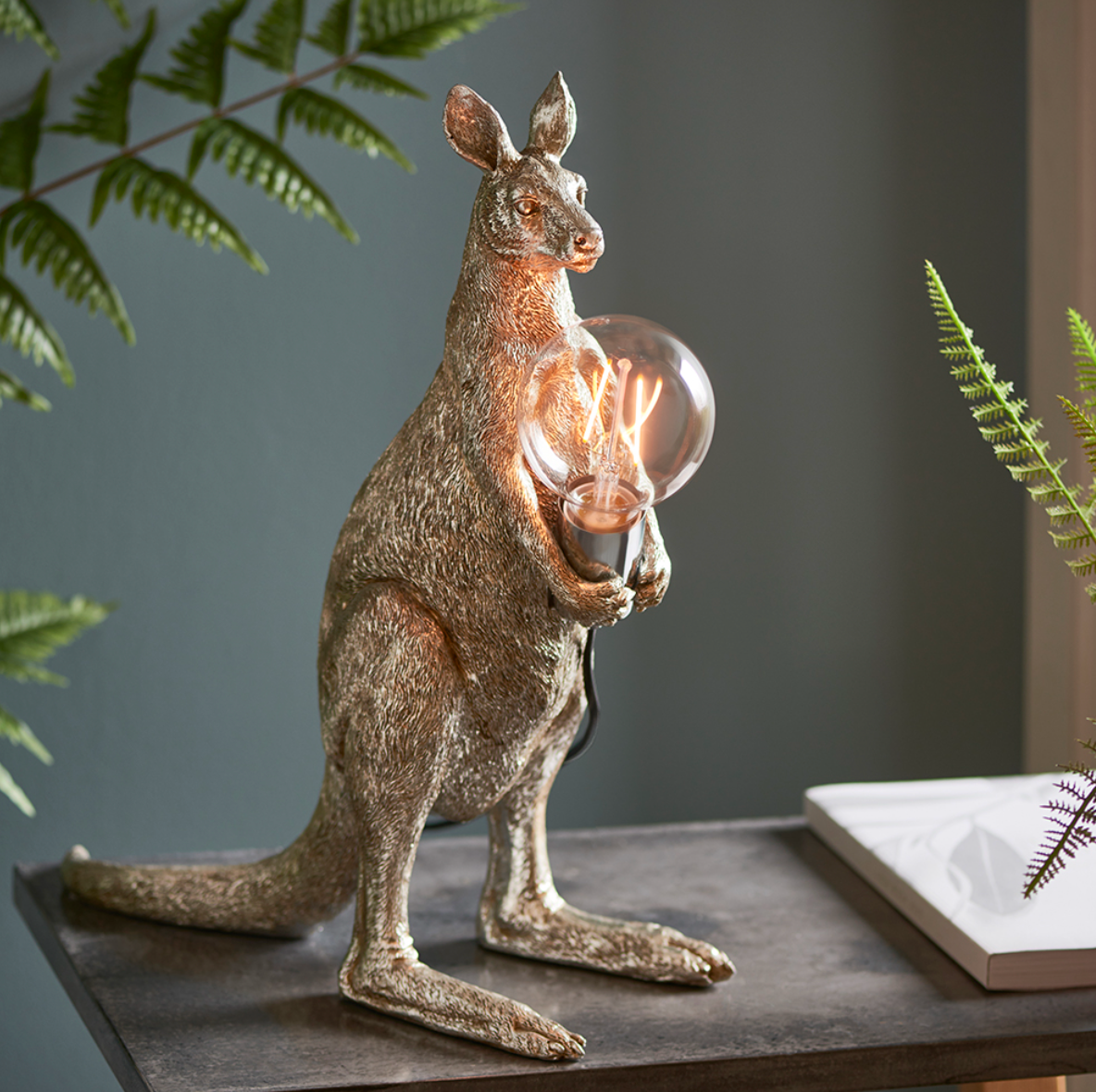 Vintage Silver Kangaroo Table Light  - ID 11655