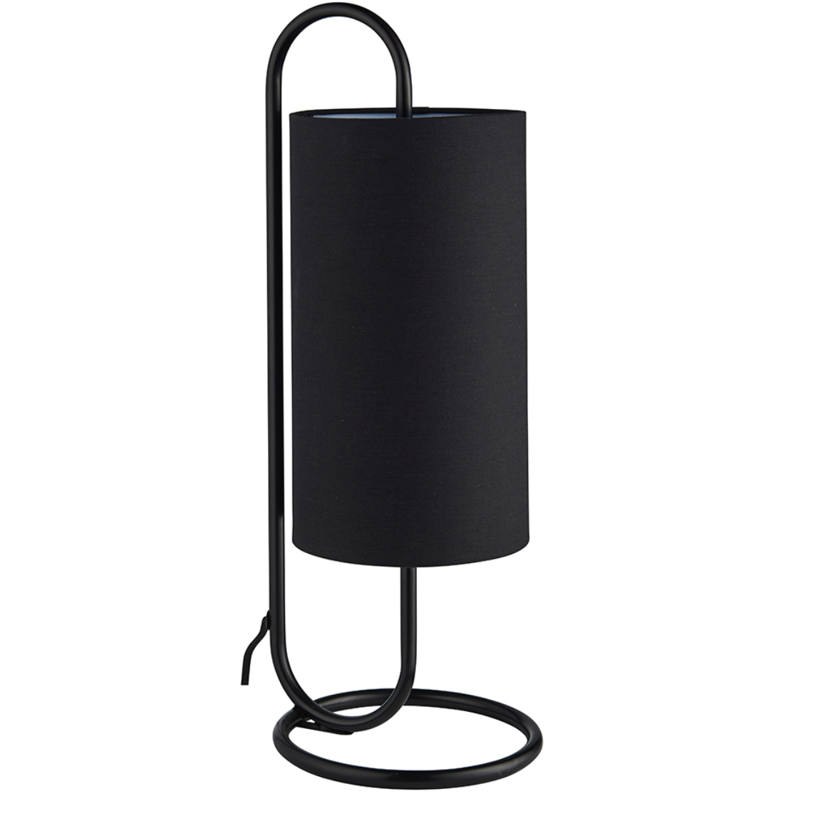 Oval structural matt black table light with black fabric shade - ID 11399