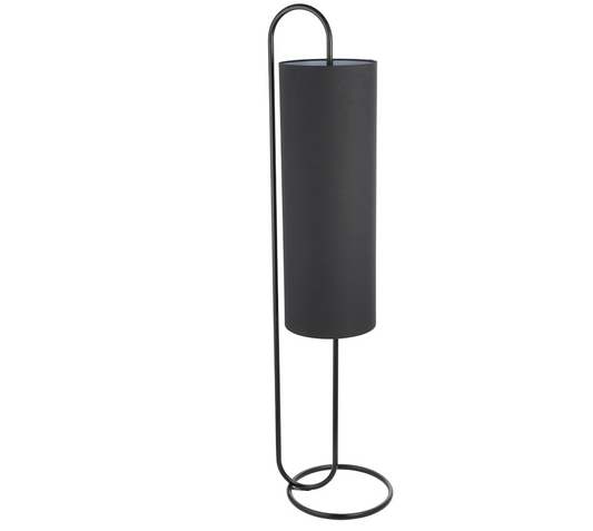 Oval structural matt black floor light with black fabric shade - ID 11398