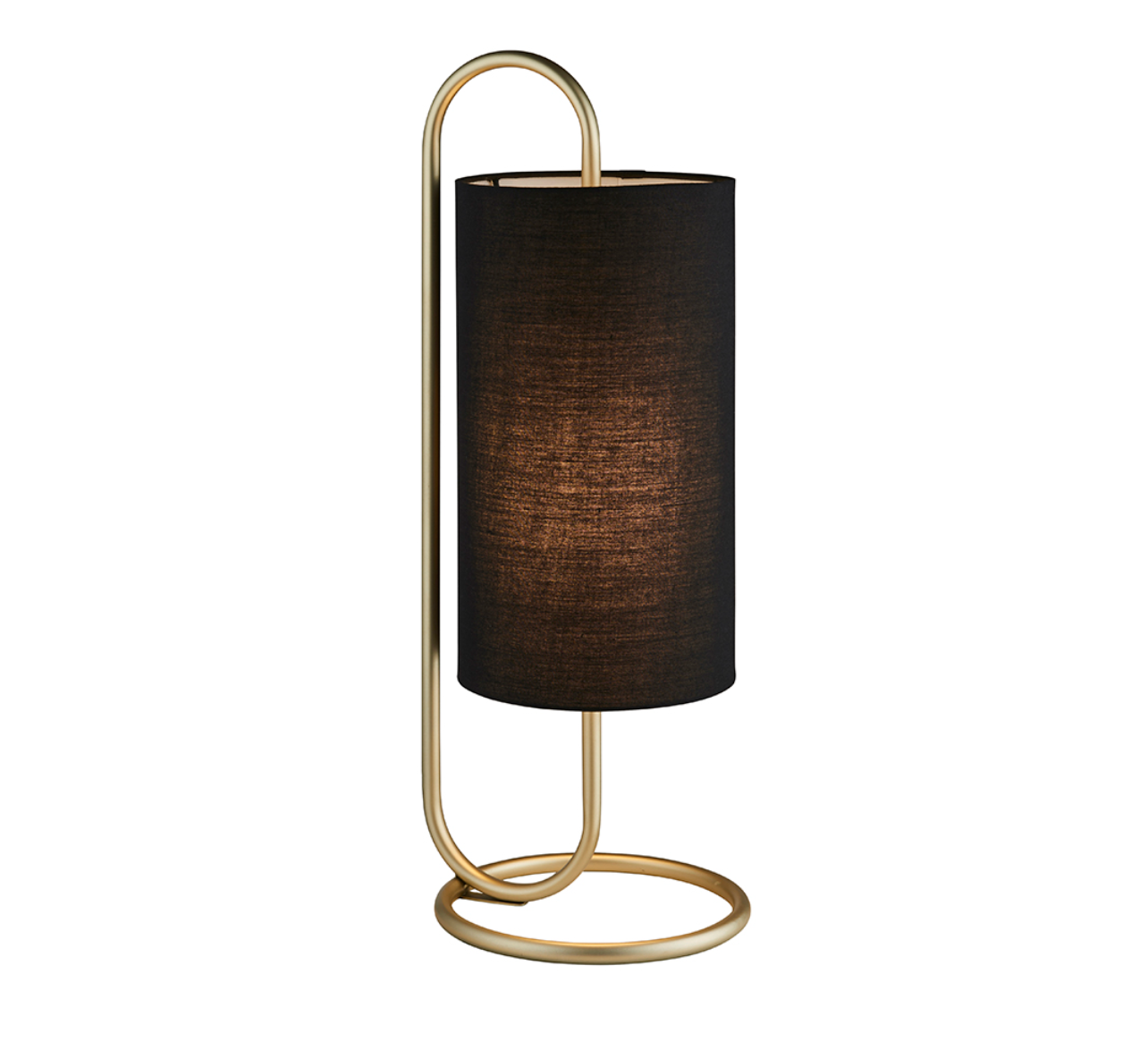 Oval structural antique brass table light with black fabric shade - ID 11391