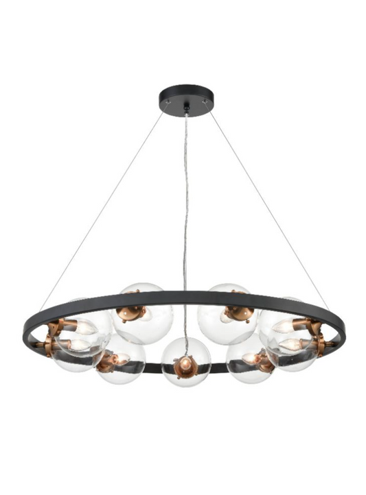 DELL 9 Light Ceiling Pendant, Black and Gold - ID 11983