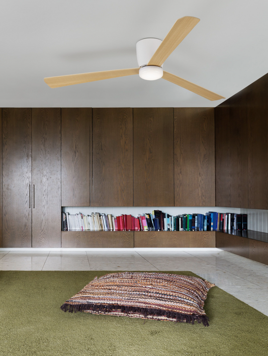 EL Ceiling Fan, White & Teak - ID 11950