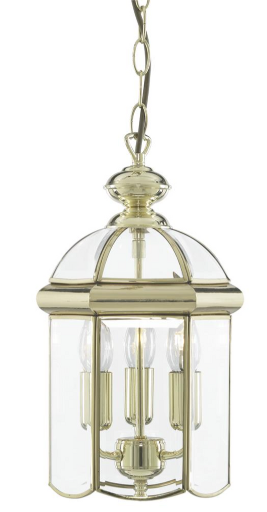 Bevelled Glass Polished Brass Lantern - ID 314