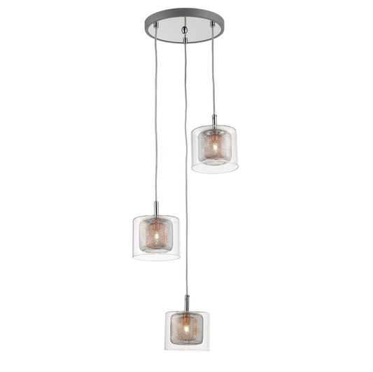 Eastcote Polished Chrome and Copper 3 Light Cluster Pendant - ID 8785