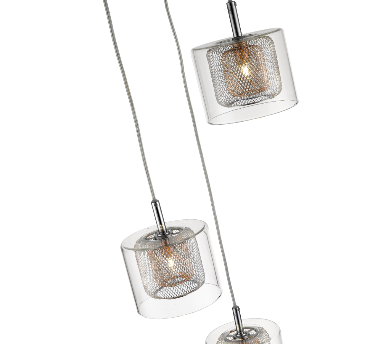 Eastcote Polished Chrome and Copper 3 Light Cluster Pendant - ID 8785