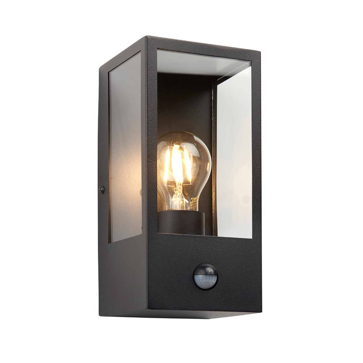 Hadlow PIR Outdoor Box Lantern In Black - ID 12055