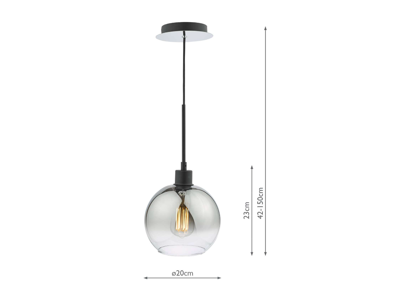 Ombre Smoked Glass Single Pendant Matt Black - ID 12071