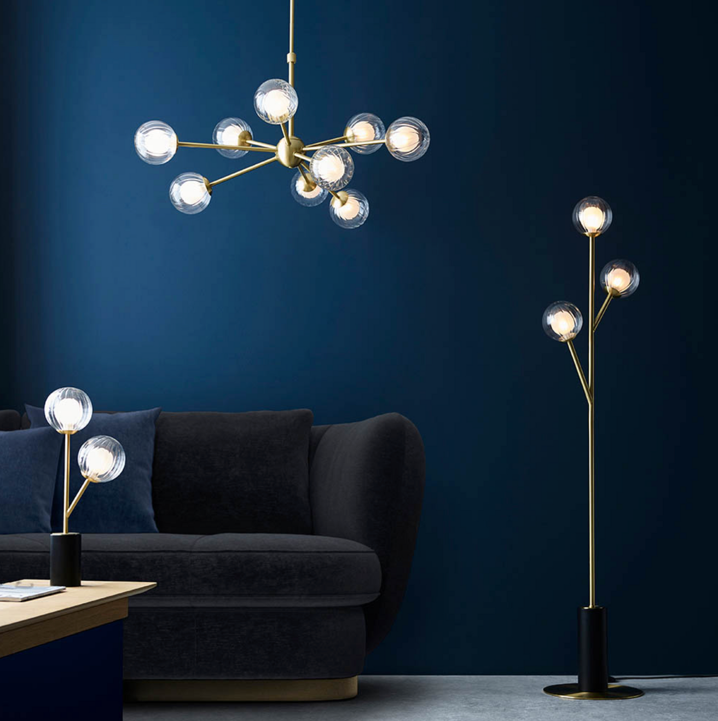 2 Light Table Lamp, Satin Brass & Brass - ID 12094