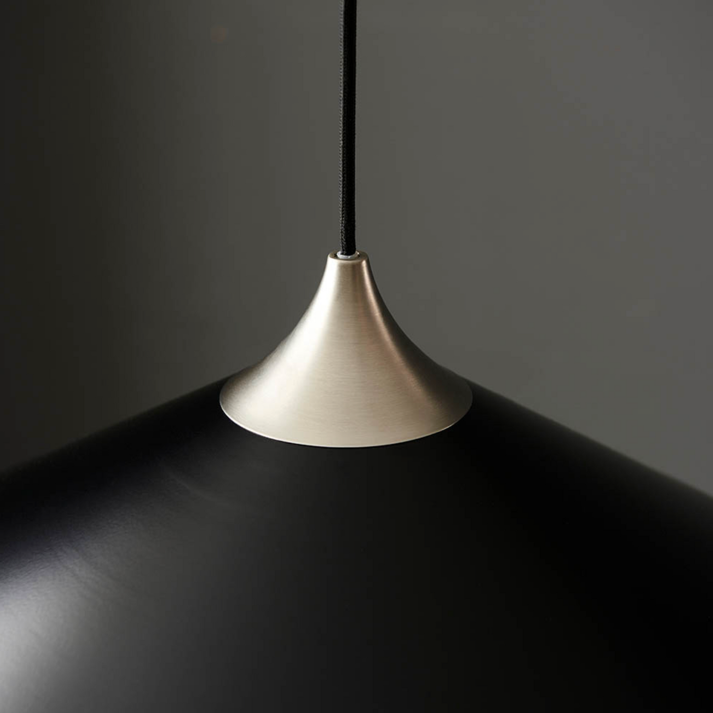 Matt Black Coned Pendant with Matt Nickel Plate - ID 12099