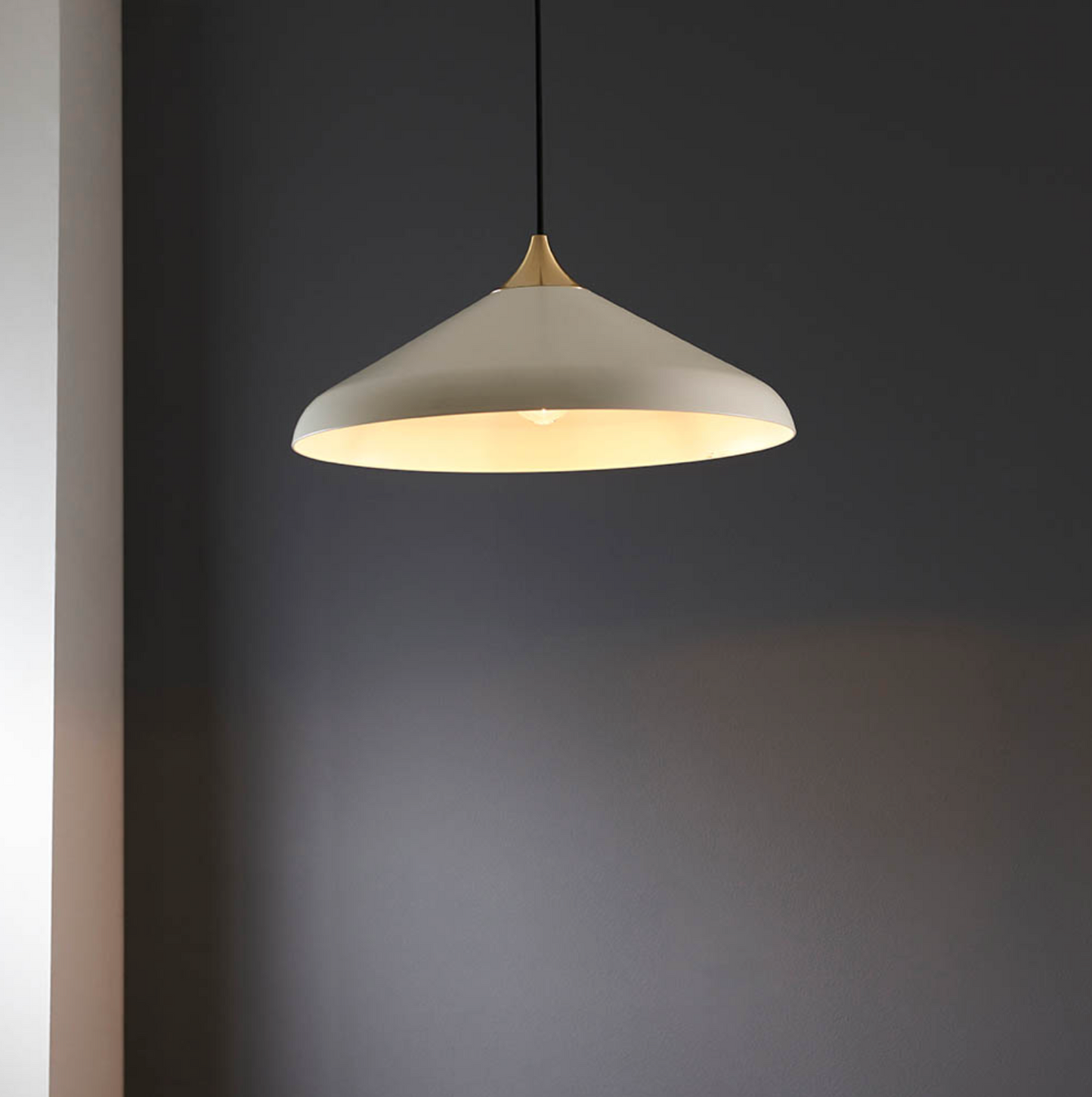 Warm White Coned Pendant with Brushed Brass Plate - ID 12101