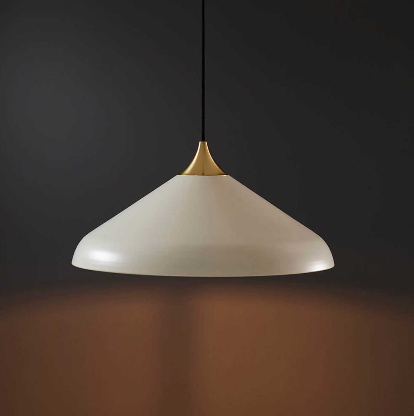 Warm White Coned Pendant with Brushed Brass Plate - ID 12101