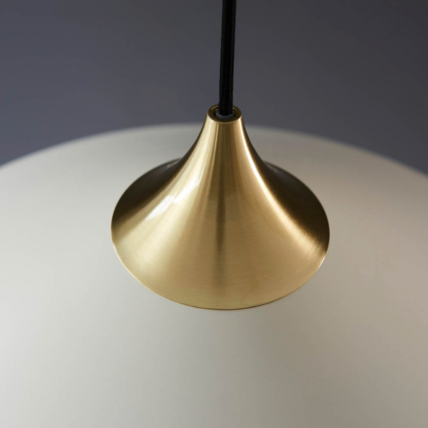 Warm White Coned Pendant with Brushed Brass Plate - ID 12101