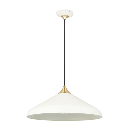 Warm White Coned Pendant with Brushed Brass Plate - ID 12101