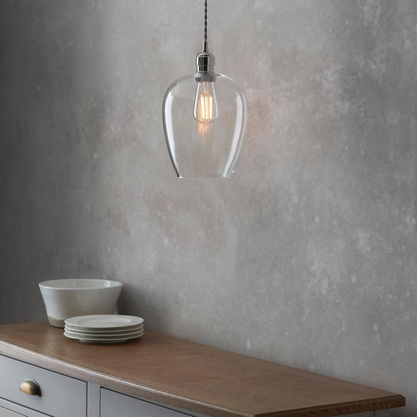 Clear Glass & Bright Nickel Small Pendant - ID 12114