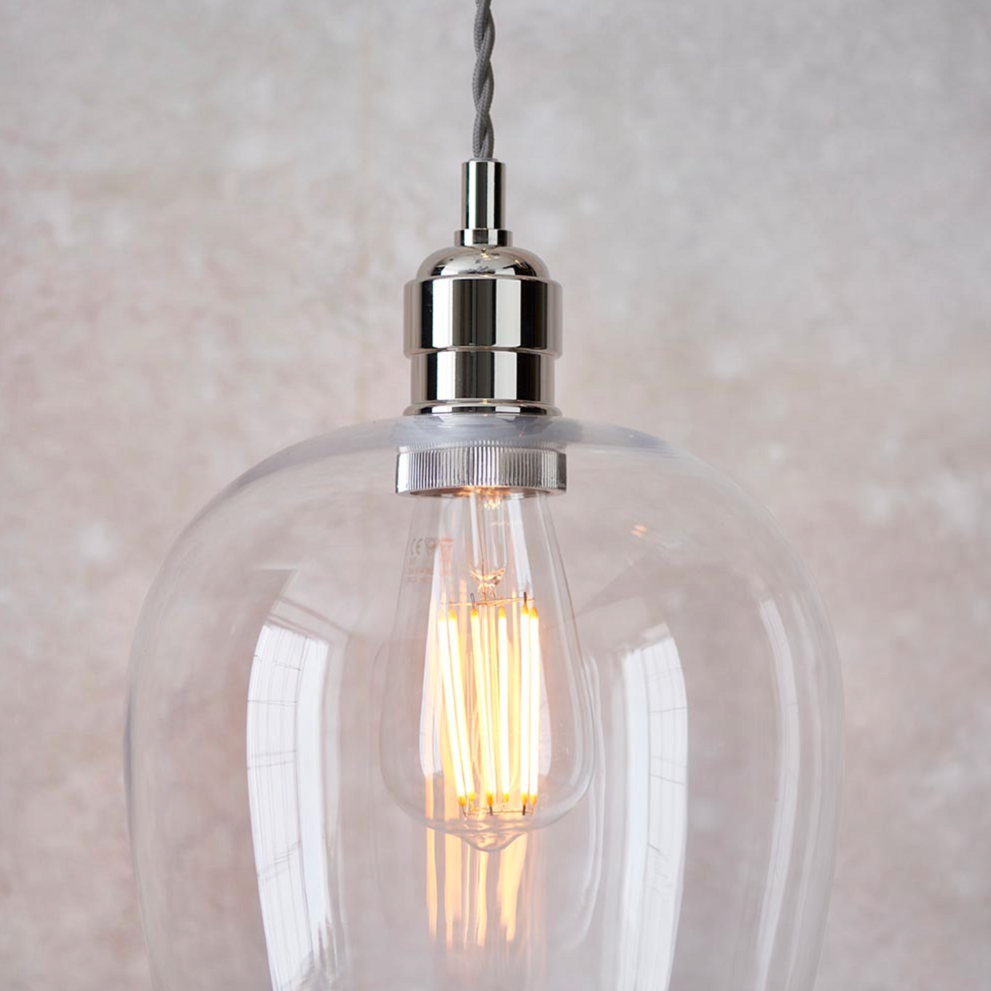 Clear Glass & Bright Nickel Small Pendant - ID 12114