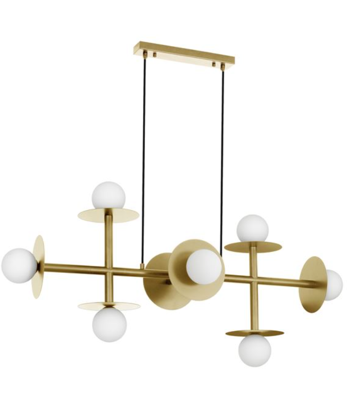 Suspension Pendant, Opal Glass & Brass Gold Aluminium - ID 12248