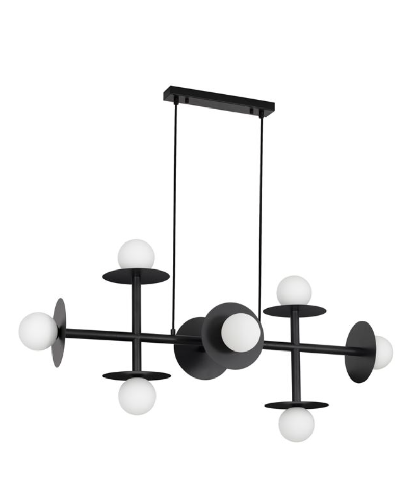 Suspension Pendant, Opal Glass & Sandy Black Aluminium - ID 12250