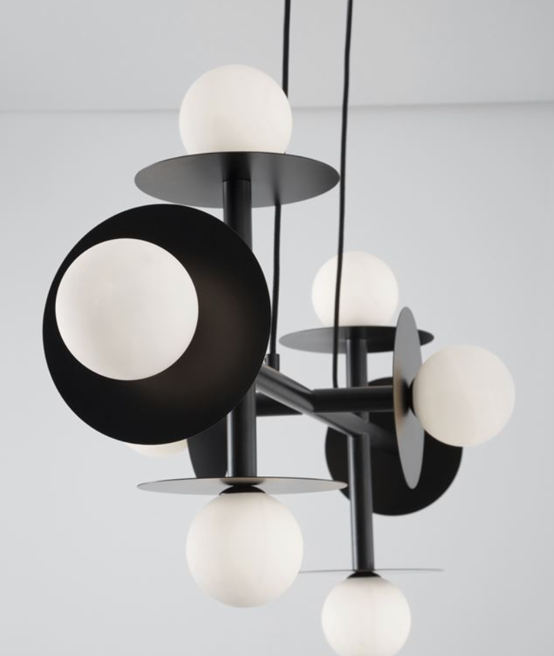 Suspension Pendant, Opal Glass & Sandy Black Aluminium - ID 12250