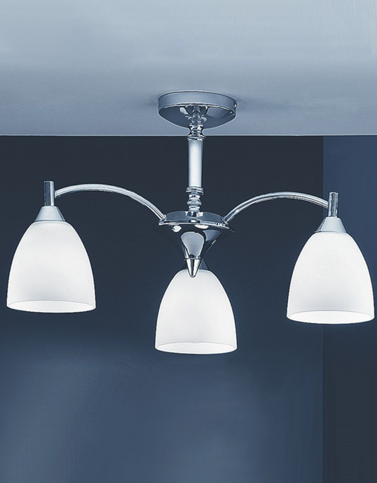 MY 3lt Semi-Flush, Chrome & Satin Opal - ID 12311