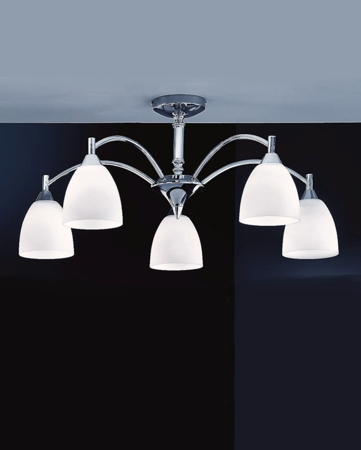 5lt Semi-Flush, Chrome & Satin Opal - ID 12312