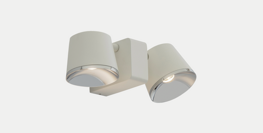 Halkin Modern Double LED Spotlight In White With Silver Facia - ID 12320