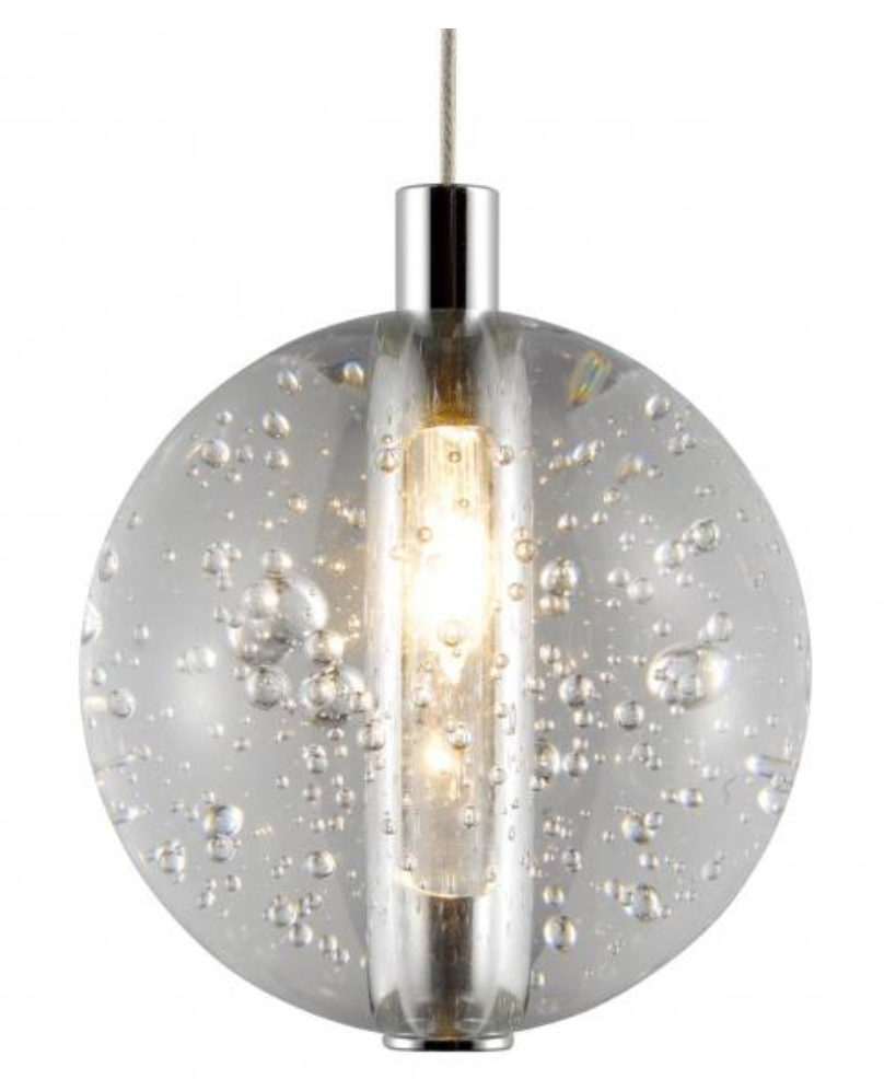 Bubbled Glass & Chrome 26 Lamp LED Multi Pendant - ID 8806
