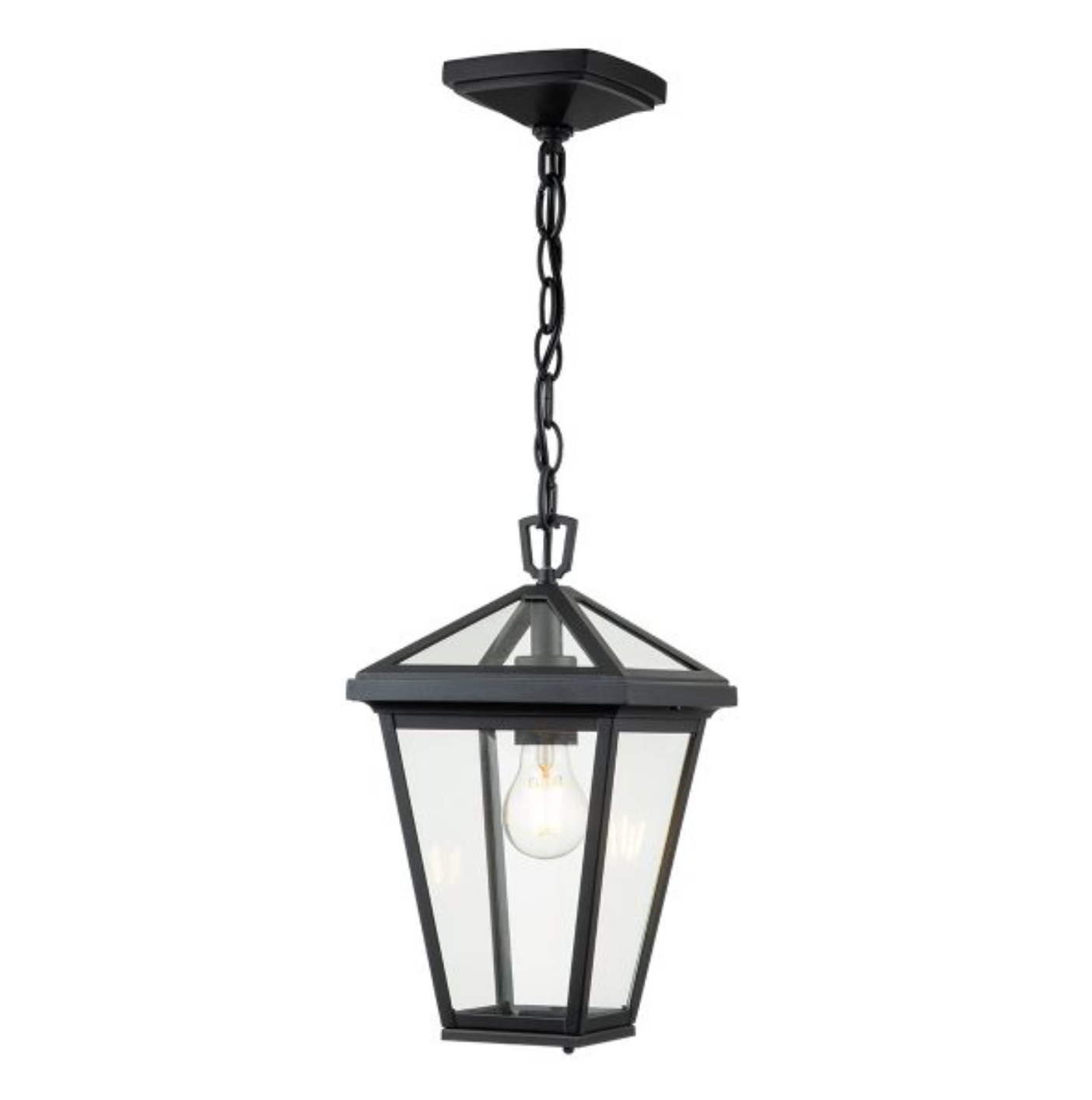 Medium Outdoor Box Chain Lantern, Black - ID 12377