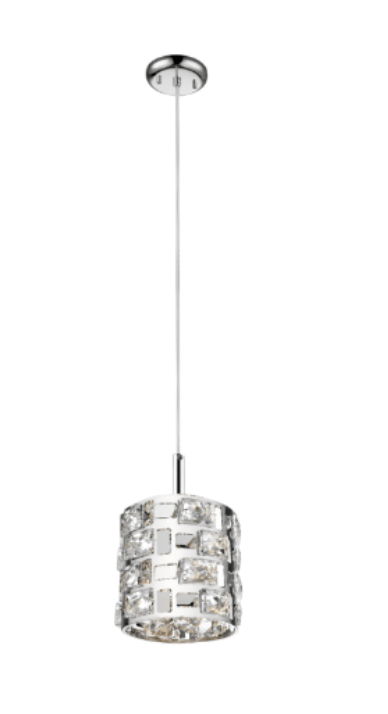 C&C Chrome & Crystal One Lamp Small Single Pendant - ID 8950