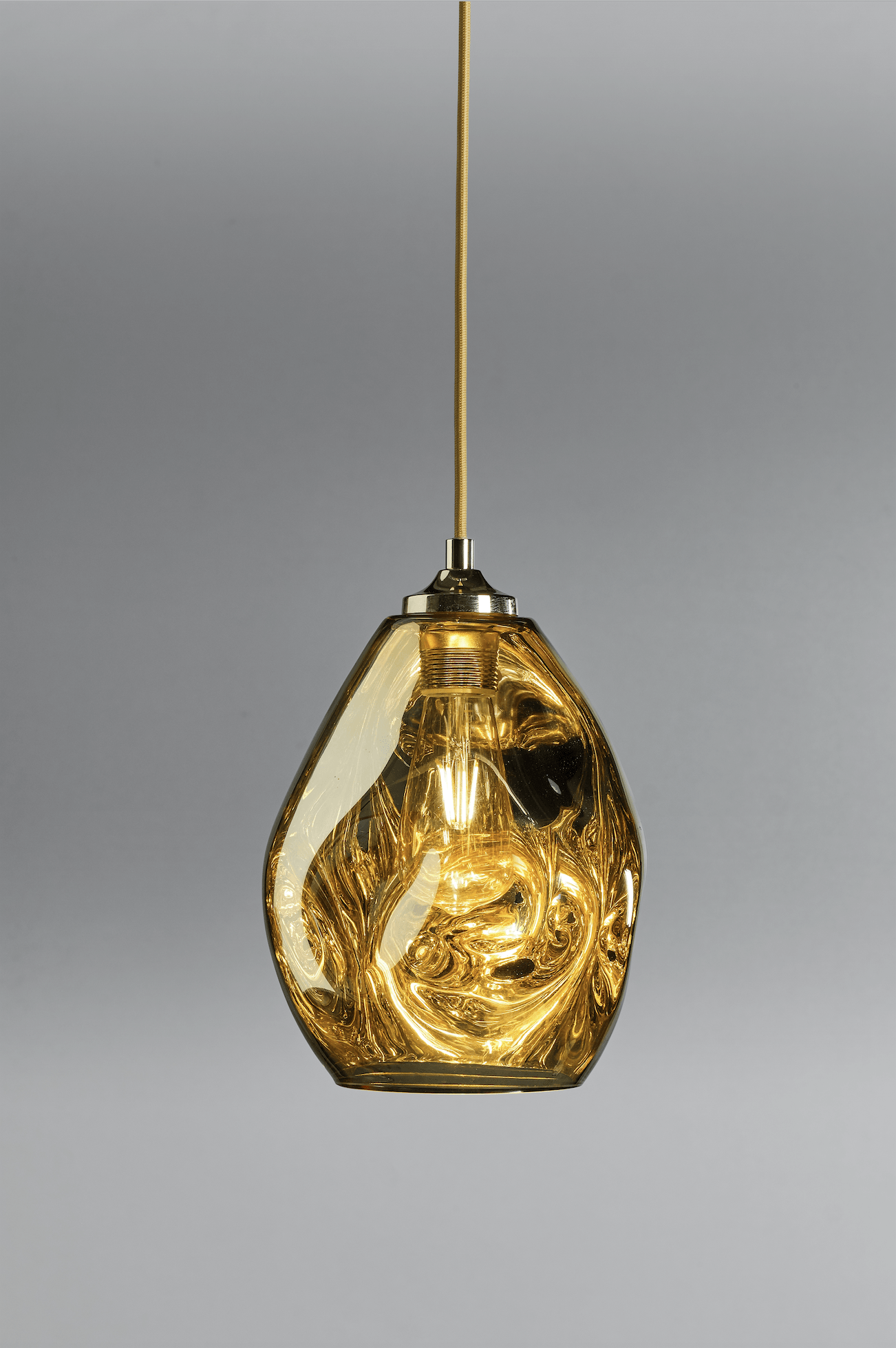 Hague Spun Glass Single Pendant In Gold - ID 9096