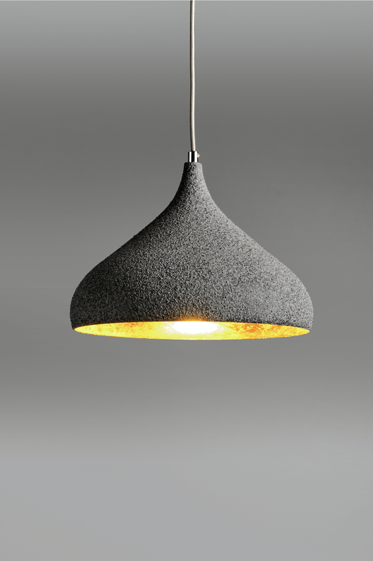 Handel Asphalt Wide Single Pendant In Grey With Gold Leaf Inner  - ID 9101 - CLEARANCE